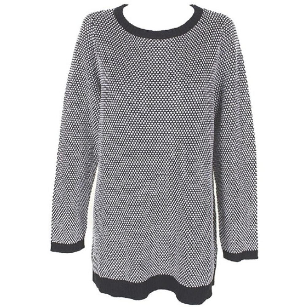 Charter Club Tunic Sweater - Black and White Textured Dots - Picture 5 of 8